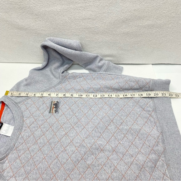 Patagonia Women's Light Gray Quilted Small Sweatshirt Orange Stitching Casual - Picture 7 of 10